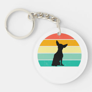 Retro Sunset Chihuahua Keychain