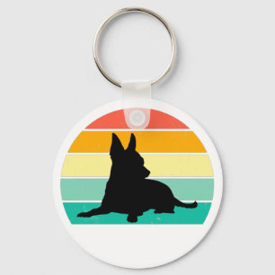 Retro Sunset Chihuahua    Keychain