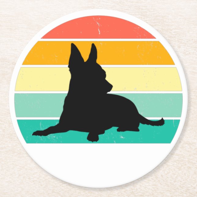 Retro Sunset Chihuahua    Round Paper Coaster (Front)