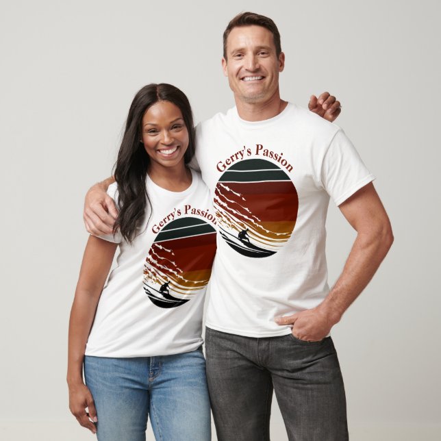 Retro Sunset Circle. Passion for Surfing Editable  T-Shirt (Unisex)
