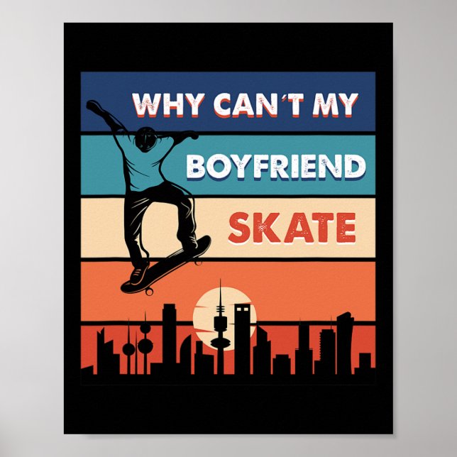 Retro Sunset City Skater  Poster (Front)