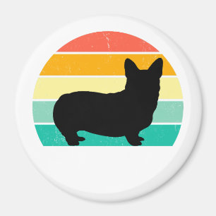 Retro Sunset Corgi   Magnet