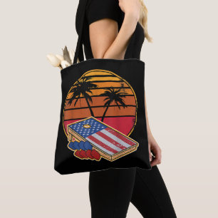 Retro Sunset CornHole Board American Flag Cornhole Tote Bag