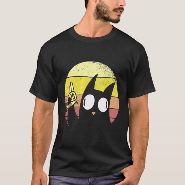 Retro Sunset Crazy Cat T-Shirt (Front)