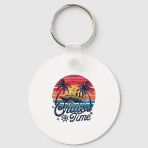 Retro Sunset Cruising On Cruise Time Hello Summer Keychain