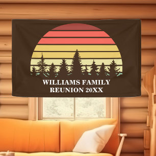 Retro Sunset Custom Family Reunion Party Brown Banner