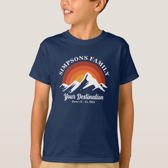 Retro Sunset Custom Family Vacation Group Matching T-Shirt (Front)