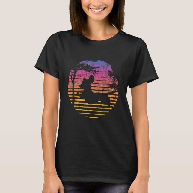Retro Sunset Dachshund Wiener - Dog Lover Animal P T-Shirt (Front)
