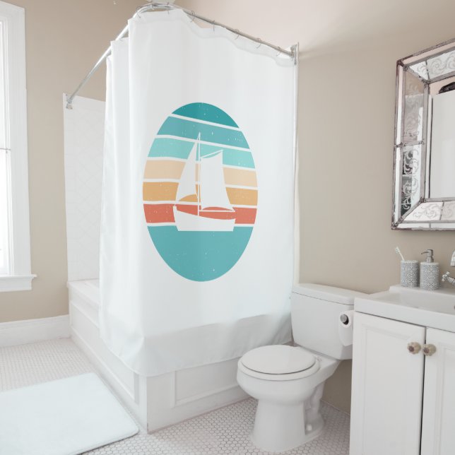 Retro Sunset Distressed Effect + Sailboat (In Situ)