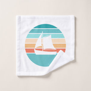 Retro Sunset Distressed Effect + Sailboat Bath Towel Set