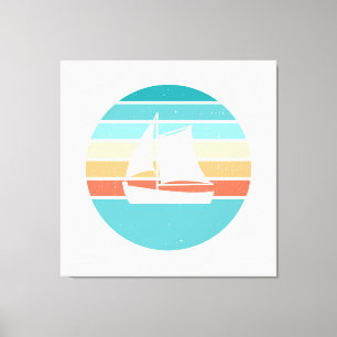 Retro Sunset Distressed Effect + Sailboat Canvas Print