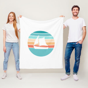Retro Sunset Distressed Effect + Sailboat Fleece Blanket