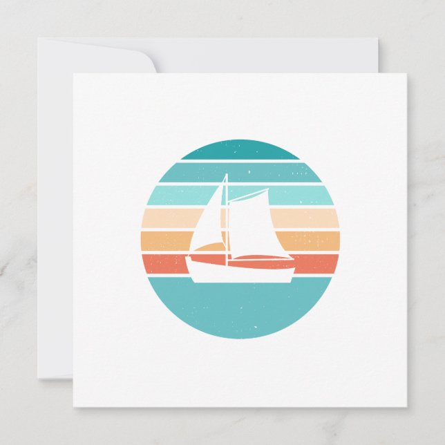 Retro Sunset Distressed Effect + Sailboat Invitation (Front)