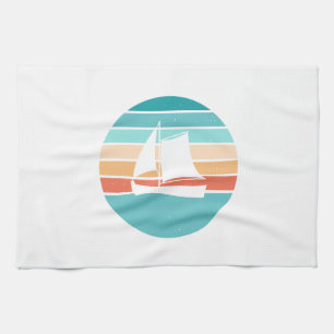 Retro Sunset Distressed Effect + Sailboat Kitchen Towel