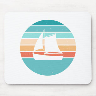 Retro Sunset Distressed Effect + Sailboat Mouse Pad