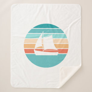 Retro Sunset Distressed Effect + Sailboat Sherpa Blanket