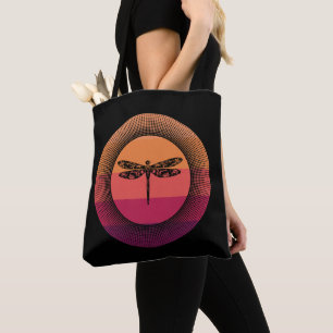 Retro Sunset Dragonfly  Tote Bag