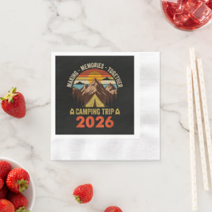 Retro Sunset Family Camping Trip 2026 Matching Napkin
