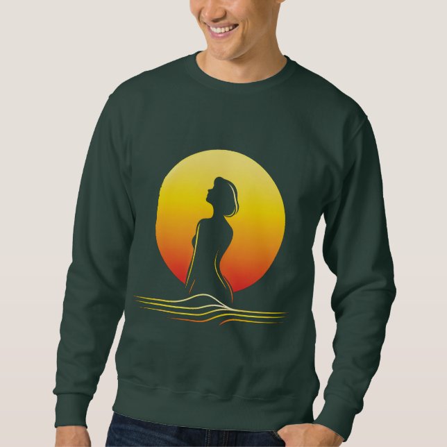 Retro sunset female silhouette sweatshirt (Front)