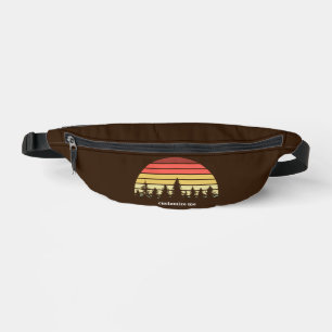 Retro Sunset Forest Customized Brown Hiking Fanny Pack
