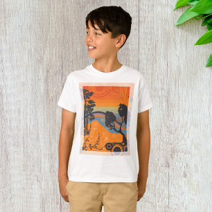 Retro Sunset Forest Landscape Abstract T-Shirt