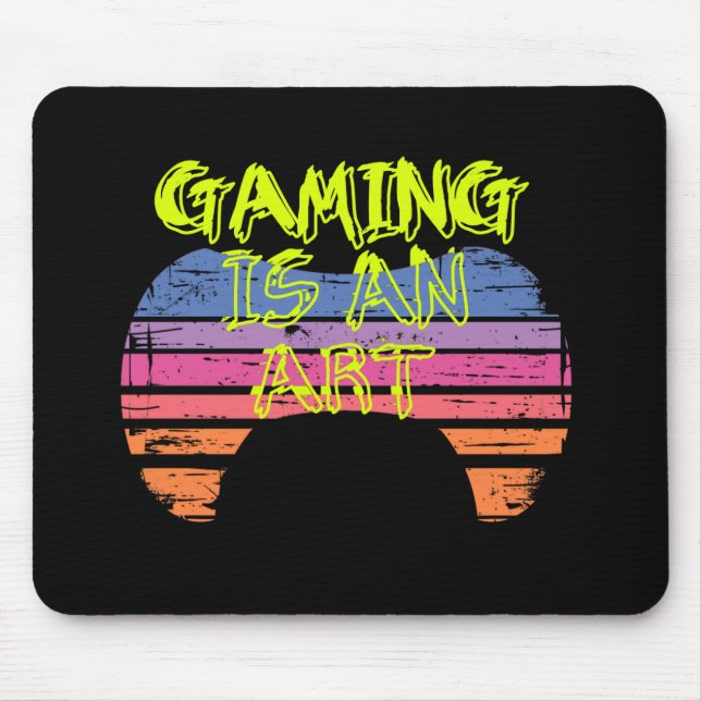 Retro Sunset Gaming Controller Art Gamer Quote Mouse Pad (Front)