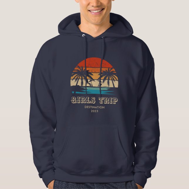 Retro sunset Girls trip bachelorette Matching Hoodie (Front)
