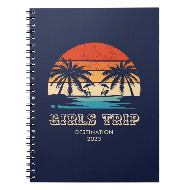 Retro sunset Girls trip bachelorette Matching Notebook (Front)