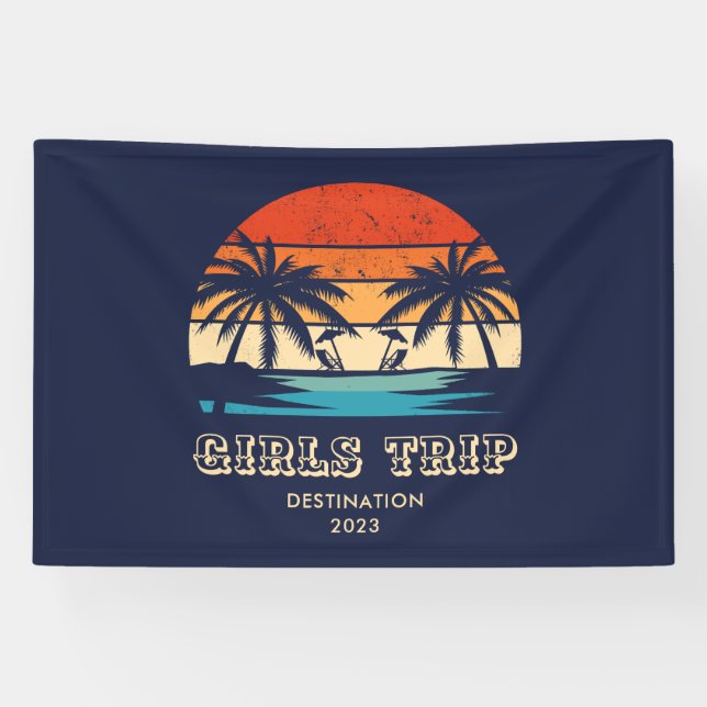 Retro sunset Girls trip bachelorette Party Banner (Horizontal)