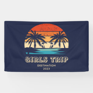 Retro sunset Girls trip bachelorette Party Banner