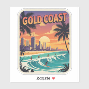 Retro Sunset Gold Coast Australia Surfer Beach
