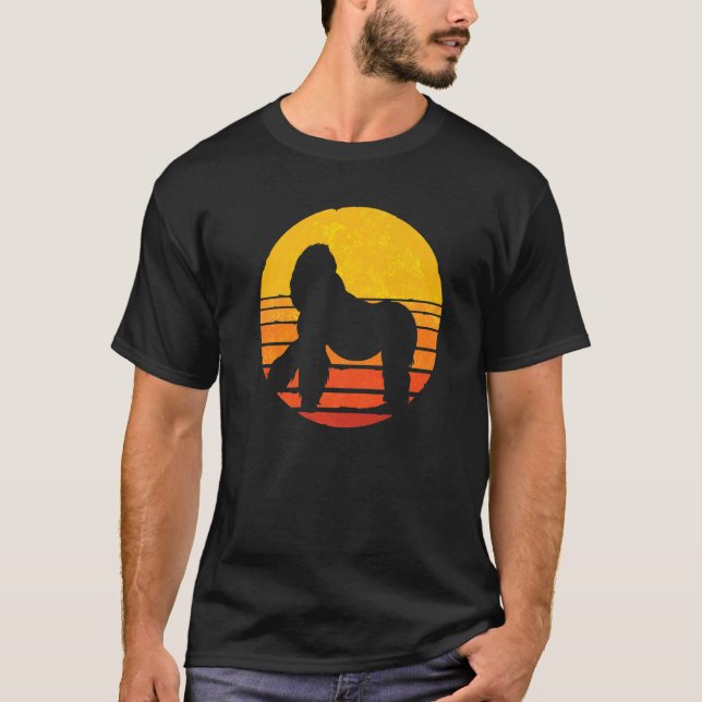 Retro Sunset Gorilla  Ape Monkey  Animal Gorilla T-Shirt (Front)