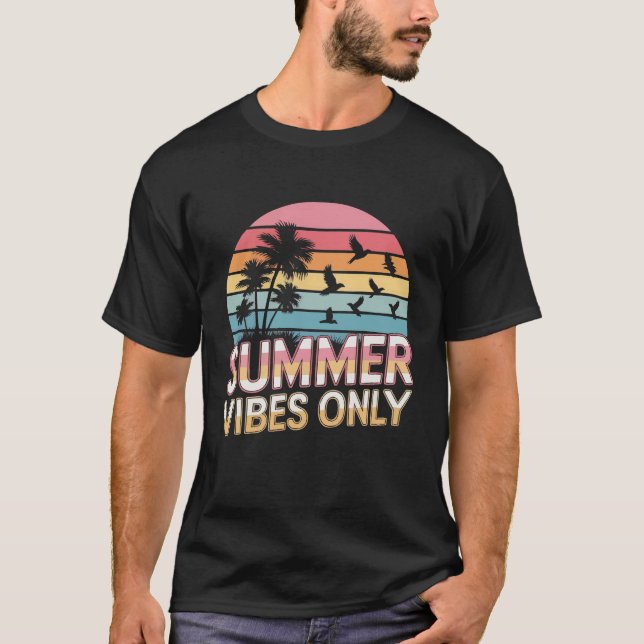 Retro Sunset Gradient "Summer Vibes Only" T-Shirt (Front)