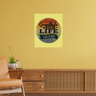 Retro Sunset Grandkids Make Life Grand Poster