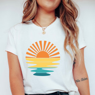 Retro Sunset Graphic, Women’s Summer Sun & Sea T-Shirt