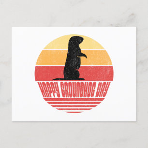 Retro Sunset Groundhog Day Postcard