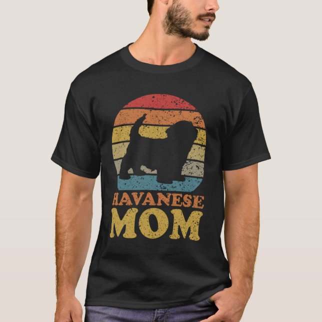 Retro Sunset Havanais Chien Maman T-Shirt (Devant)