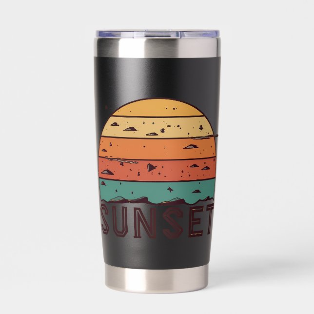 Retro Sunset Horizon Graphic Mug' Insulated Tumbler (Front)