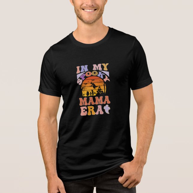 Retro sunset In My Spooky Mama Era groovy Tri-Blend Shirt (Front)
