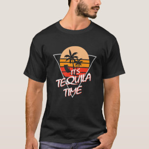 Retro Sunset It's Tequila Time Funny Drunk Premium T-Shirt