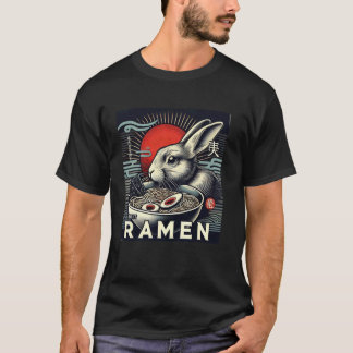 Retro Sunset Japanese Art Wildlife Noodle Lover Ra T-Shirt