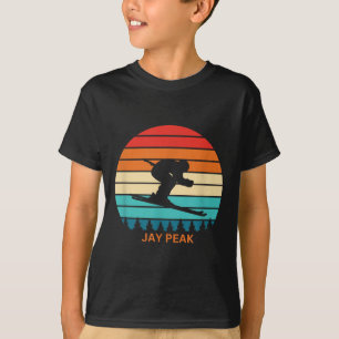 Retro Sunset Jay Peak Vermont Skiing Skier T-Shirt