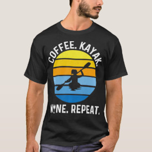 Retro Sunset Kayaking Gear Women Coffee Kayak Wine T-Shirt
