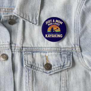 Retro Sunset Kayaking Mom - Vintage Outdoor Moms 2 Inch Round Button