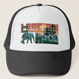 Retro Sunset Landscape Asia Thailand - Typography Trucker Hat