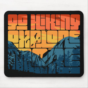 Retro Sunset Landscape Hiking Adventure Explore Mouse Pad