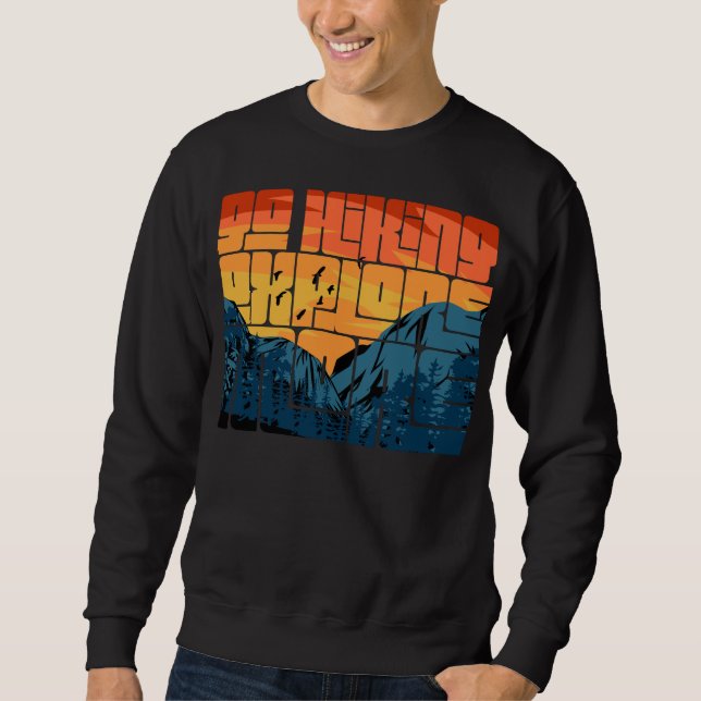 Retro Sunset Landscape Hiking Adventure Explore Sweatshirt (Front)