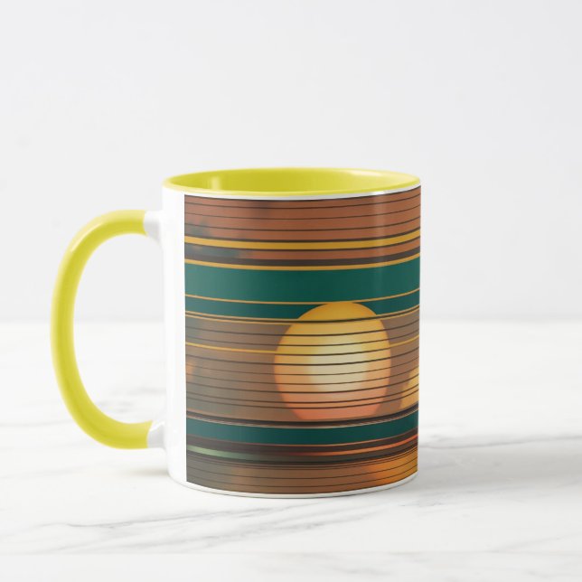 Retro Sunset Lines Aesthetic Combo Coffee Mug (Left)