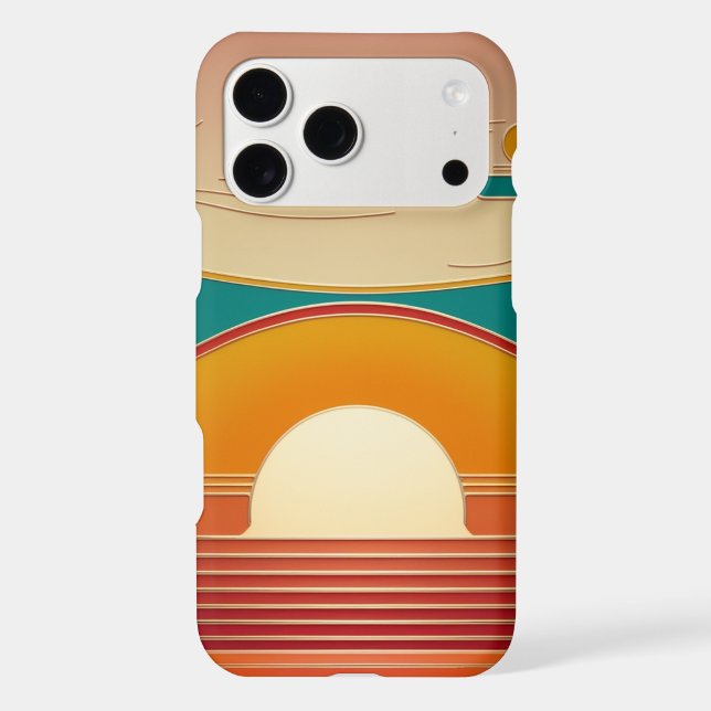 Retro Sunset Lines Aesthetic iPhone Case (Back)