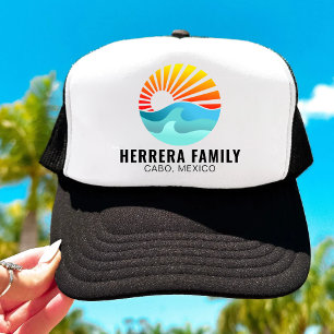 Retro Sunset Matching Family Group Summer Beach Trucker Hat